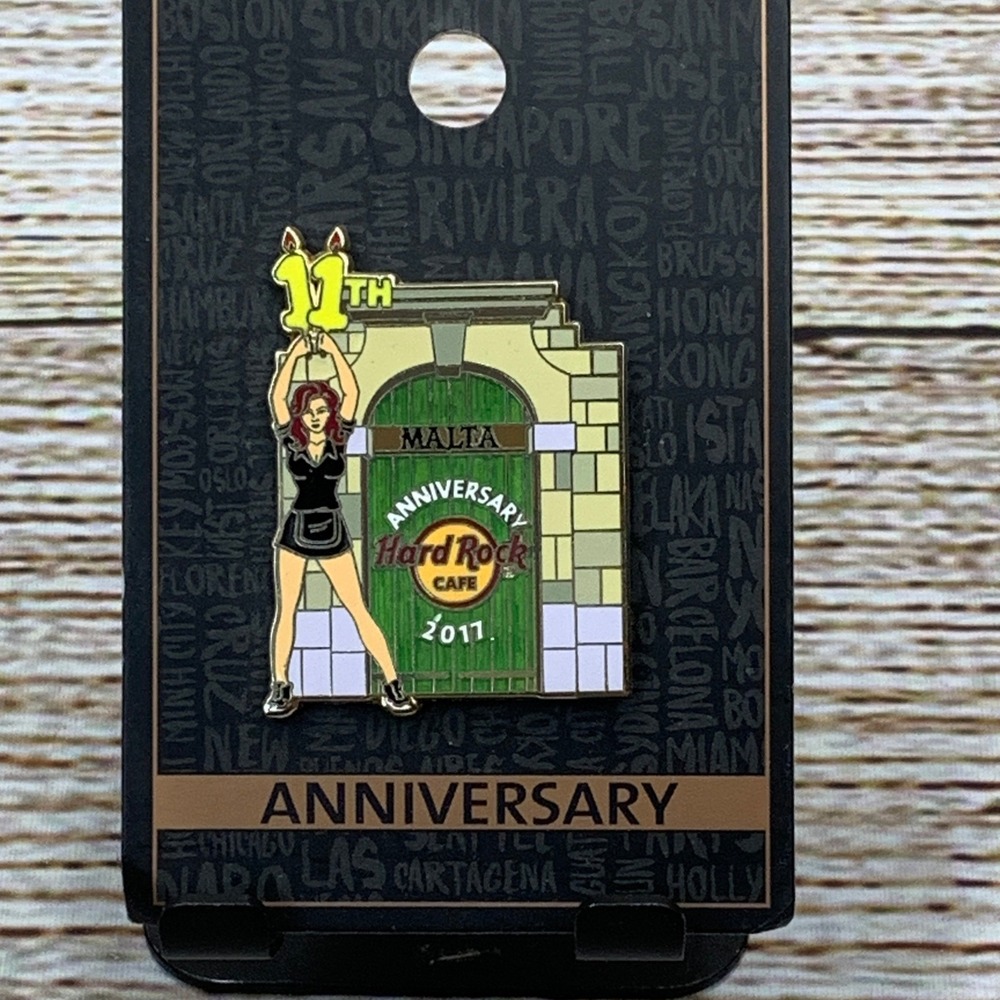 Hard Rock Cafe Malta 11th Anniversary Waitress Girl Door Pin New on Card